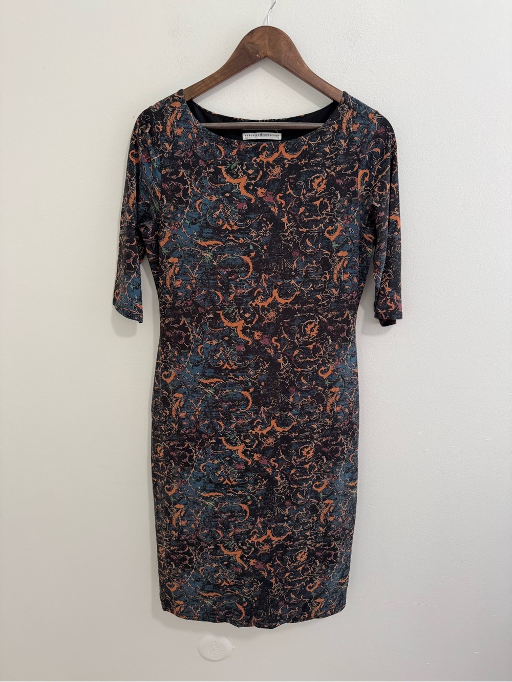 Peruvian Connection Elbow Sleeve Print Dress